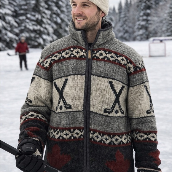 🏑ARK Imports 100% Wool Fleece-Lined Nordic Full-Zip Sweater Jacket – Size Large - Picture 16 of 16